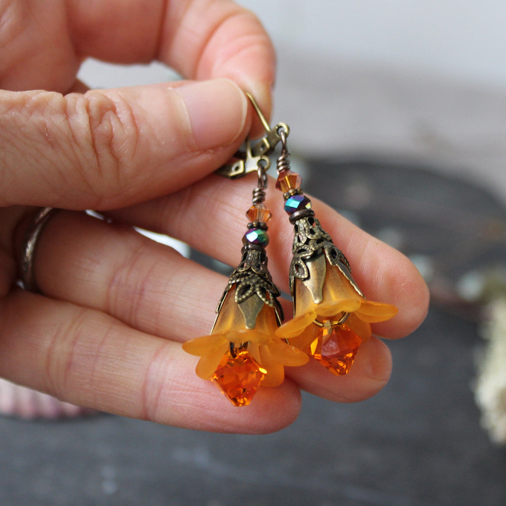tiger lily earrings Tiger Lily Fairy Flower Earrings from a Cottagecore Garden – Feral Strumpet