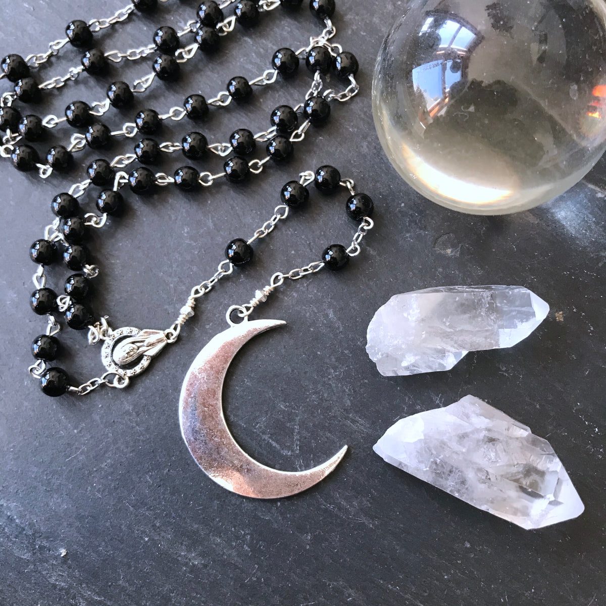 Spirit Moon Rosary. Long Gothic Crescent Moon Rosary Necklace. – Feral  Strumpet